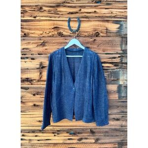 ELIE TAHARI | Navy Blue Linen Cardigan Jacket XL
